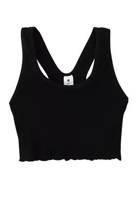 Girls 7-16 Seamless Rib Lettuce Edge Racerback Tank Top