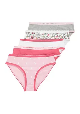 Girls 7-16 Printed Bikini Brief Underwear - 5 Pack