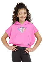 Girls 7-16 Hooded Short Sleeve Graphic Top