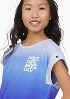 Girls 7-16 Ombré Graphic Dolman Sleeve T-Shirt