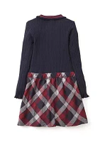 Girls 4-6x Ribbed Plaid Dress