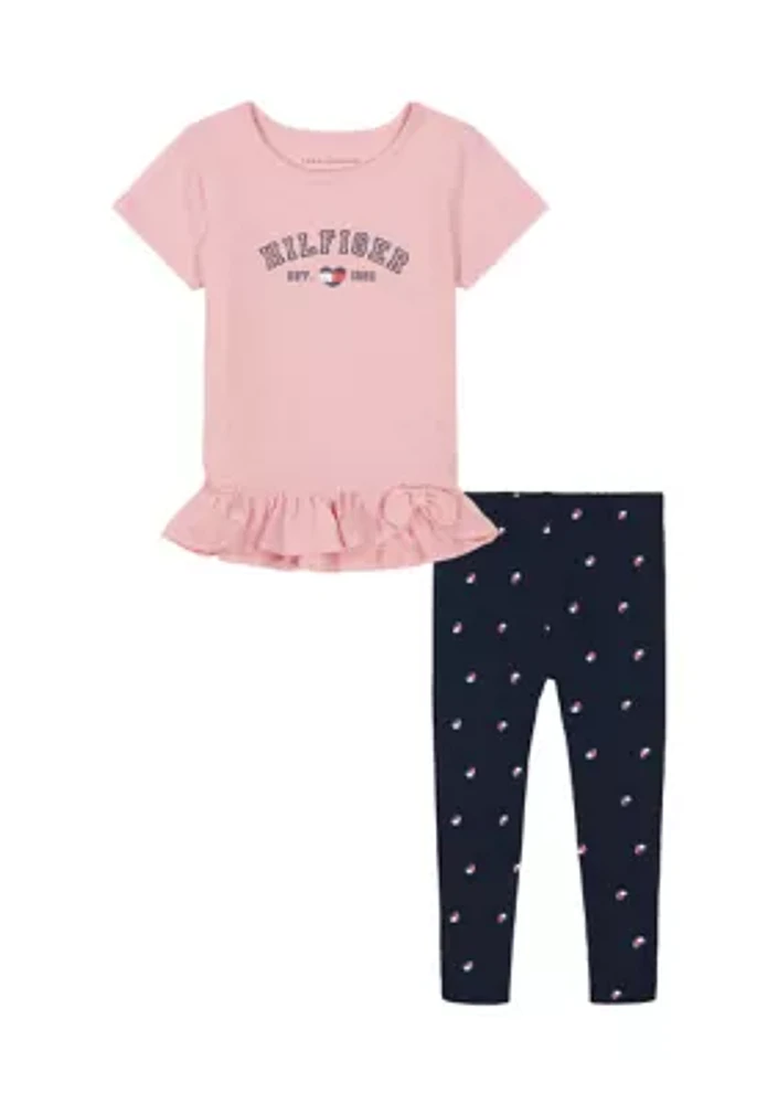 Girls 4-6x Jersey Graphic Top and Printed Leggings Set