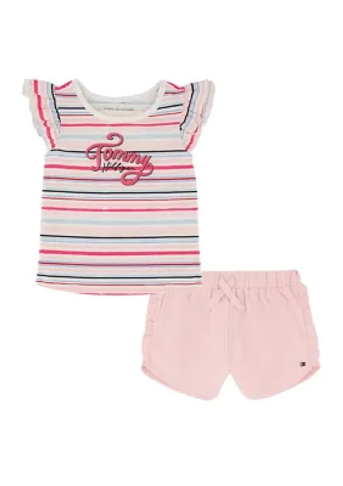 Girls 7-16 Shorts and Graphic Top Set