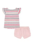 Girls 7-16 Shorts and Graphic Top Set