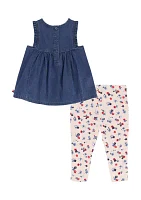 Girls 4-6x Floral Printed Top and Leggings Set