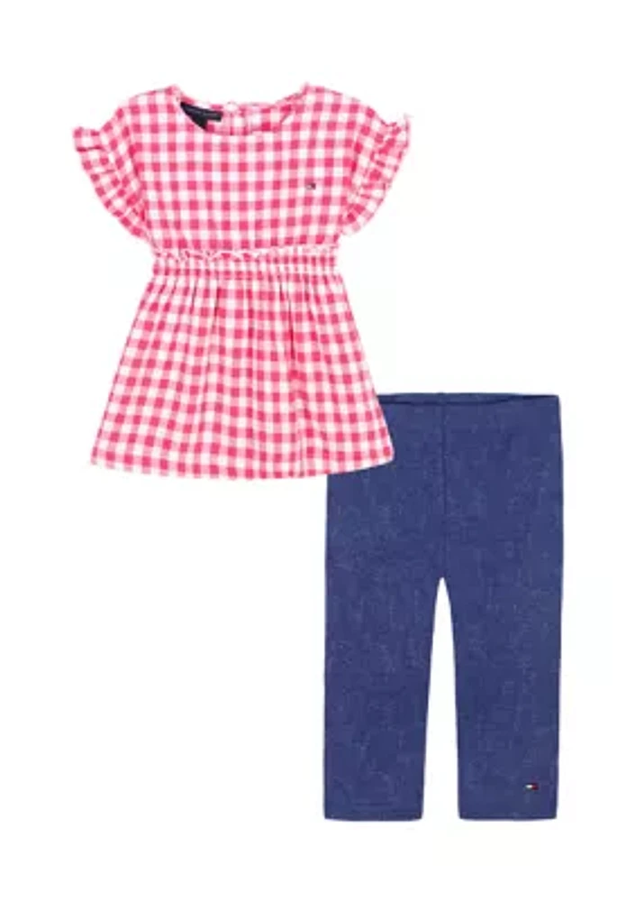 Girls 4-6x Gingham Top and Capri Pants Set