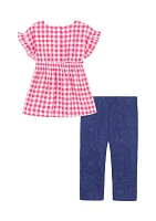 Girls 4-6x Gingham Top and Capri Pants Set