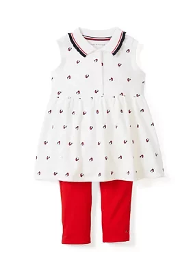 Girls 4-6x Heart Flag Printed Top and Leggings Set