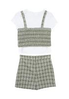 Girls 7-16 Double Knit Plaid Skirt Set