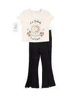 Girls 7-16 Graphic T-Shirt and Flared Legging Set