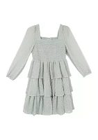 Girls 7-16 Smocked Ruffle Chiffon Dress