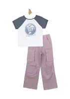 Girls 7-16 Graphic T-Shirt and Cargo Pants Set