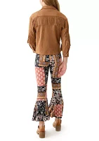 Girls 7-16 Faux Suede Jacket and Printed Pants Set