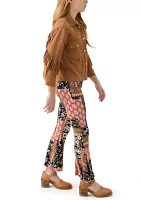 Girls 7-16 Faux Suede Jacket and Printed Pants Set