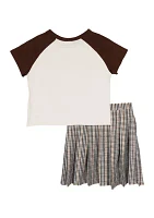 Girls 7-16 Graphic T-Shirt and Printed Skirt Set