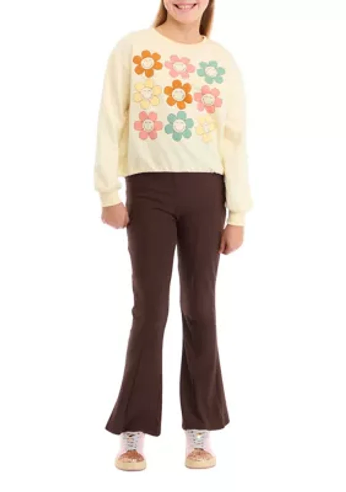 Girls 7-16 Graphic Sweatshirt and Flare Pants Set