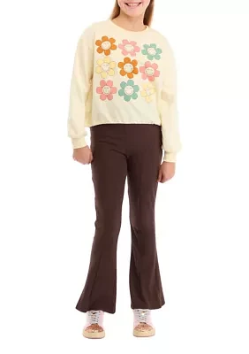 Girls 7-16 Graphic Sweatshirt and Flare Pants Set