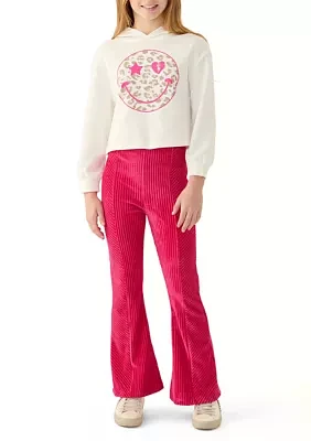 Girls 7-16 2-Piece Graphic Hoodie and Pants Set