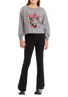 Girls 7-16 Graphic Sweatshirt and Flare Pants Set