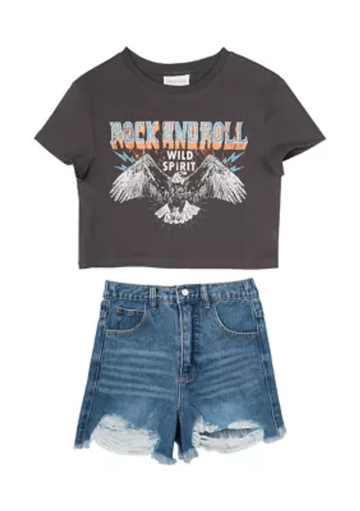Girls 7-16 Free Spirit Graphic T-Shirt and Shorts Set