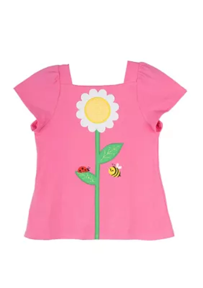 Girls 4-6x Flower Top