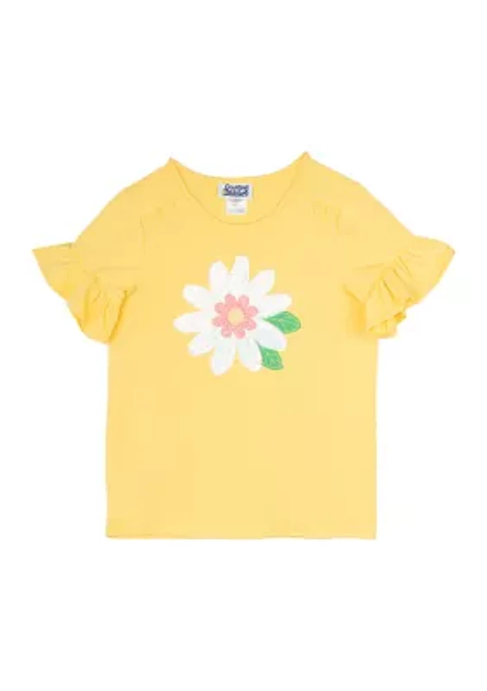 Girls 7-16 Flower Flutter Sleeve Top