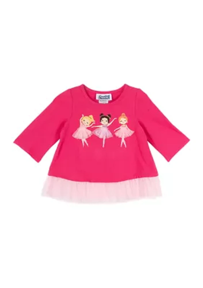 Girls 4-6x Ballerina Graphic Ruffle Top