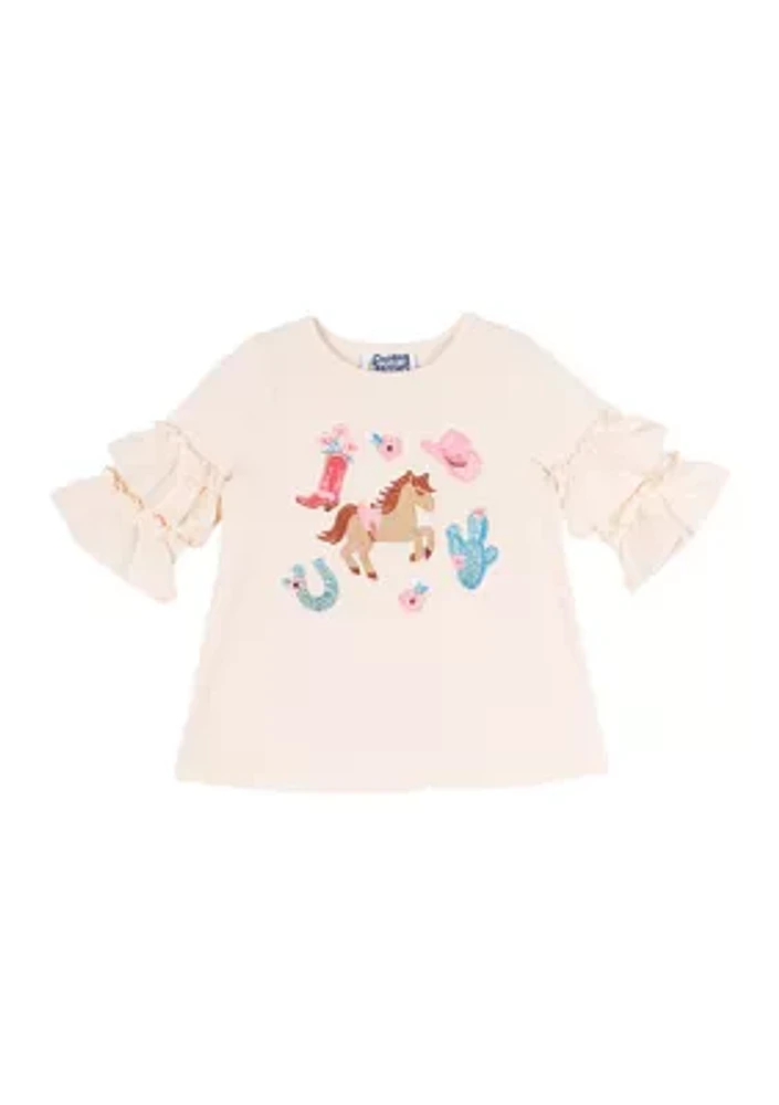 Girls 4-6x Horse Appliqué Top