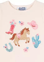 Girls 4-6x Horse Appliqué Top