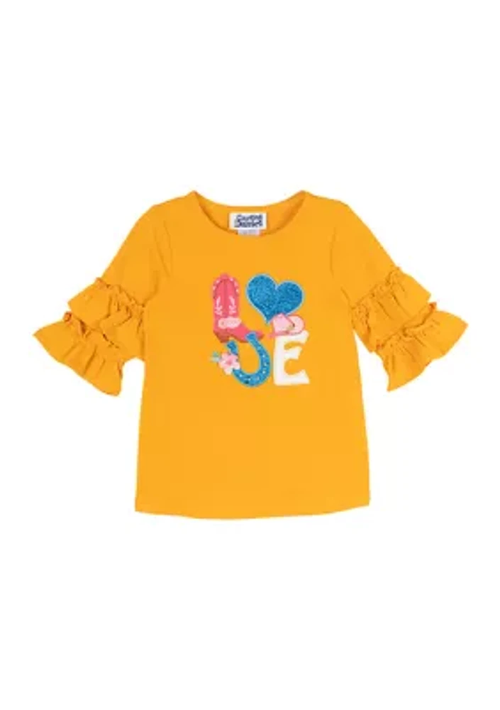 Girls 4-6x Love Western Appliqué Top