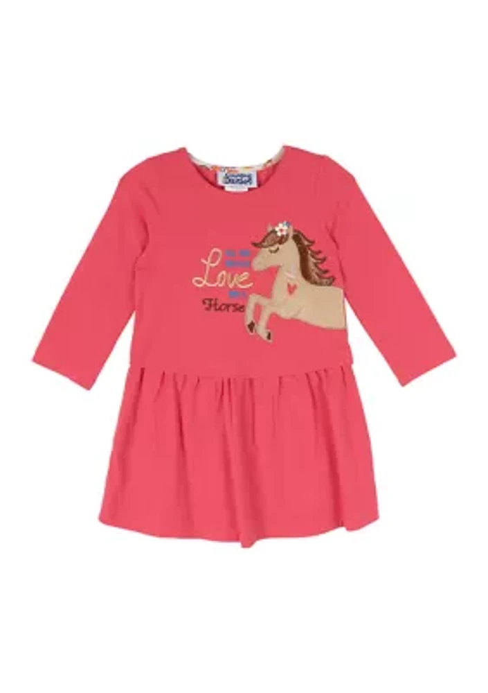 Girls 4-6x Horse Appliqué Dress