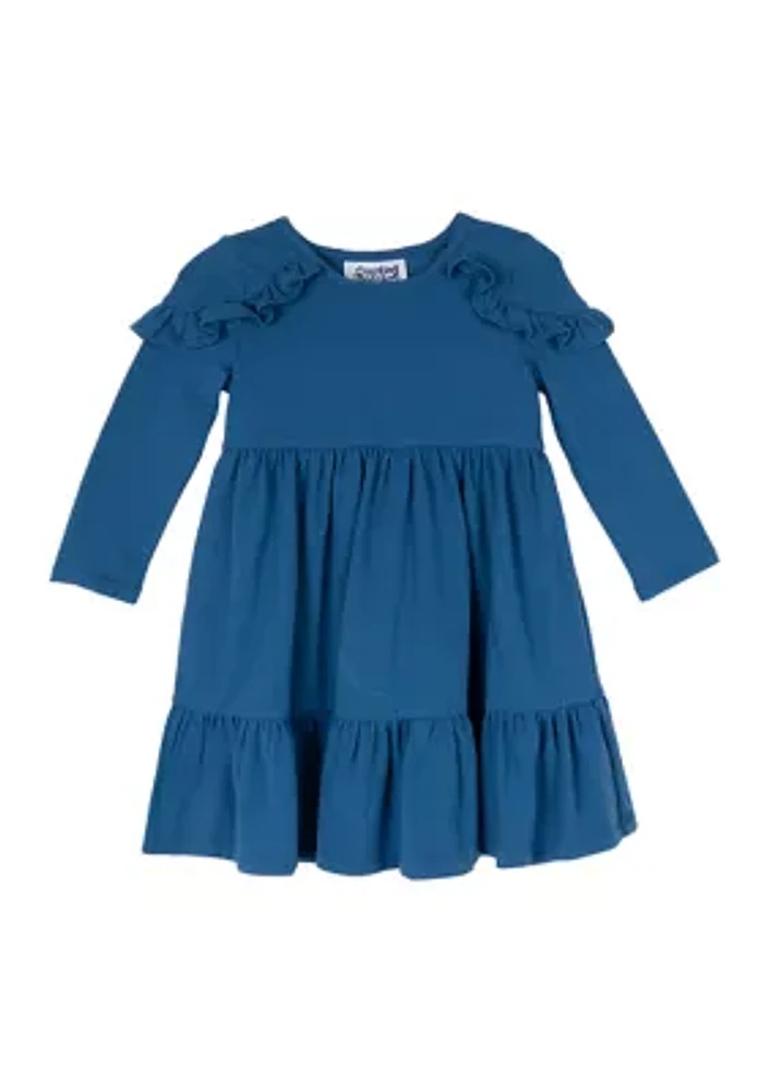 Girls 4-6x Solid Ruffle Dress