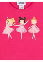 Girls 7-16 Ballerina Graphic Top with Mesh Ruffles