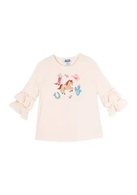 Girls 7-16 Horse Appliqué Top