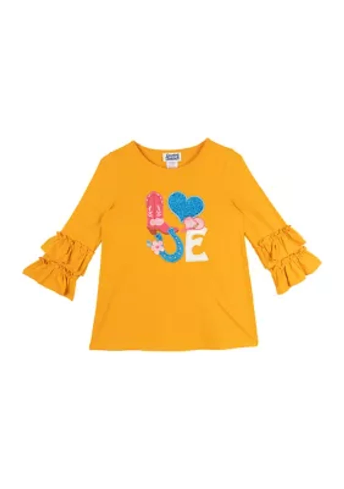 Girls 7-16 Love Western Appliqué Top