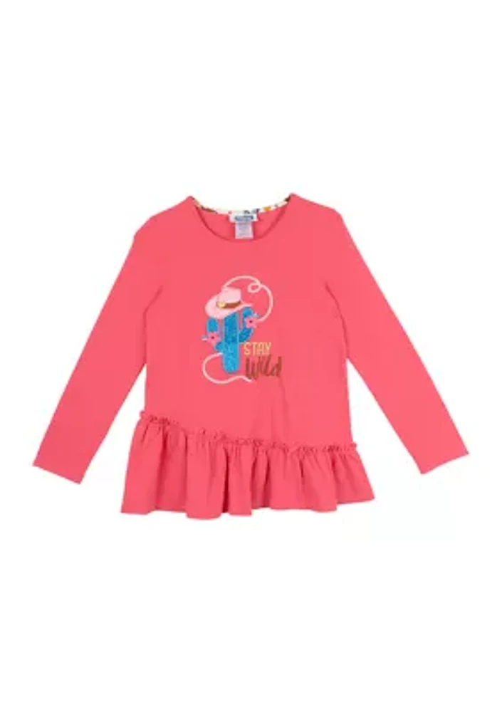 Girls 7-16 Cactus Appliqué Top