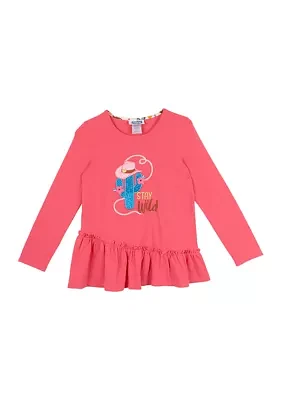 Girls 7-16 Cactus Appliqué Top