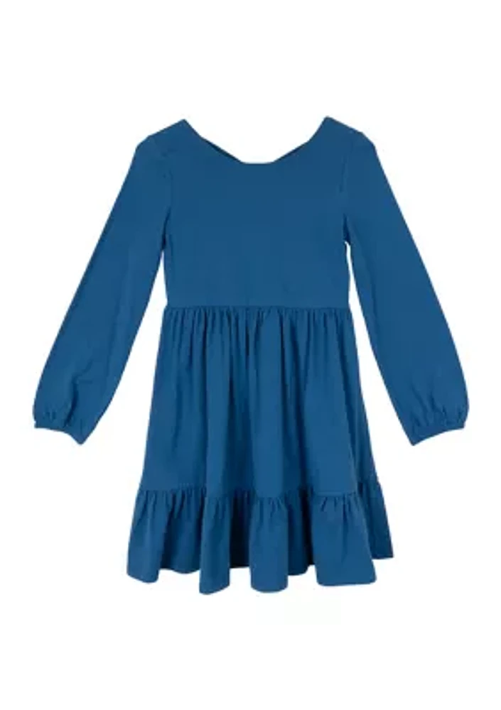 Girls 7-16 Solid Ruffle Dress