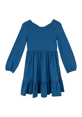 Girls 7-16 Solid Ruffle Dress