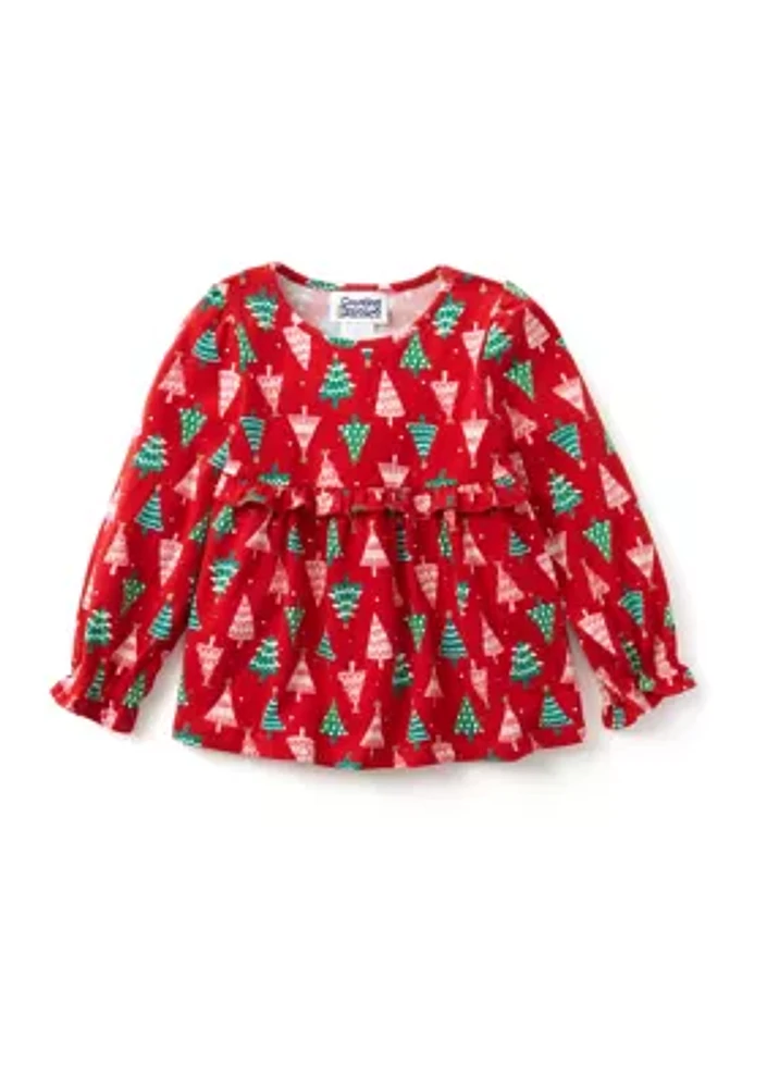 Girls 4-6x Tree Print Top