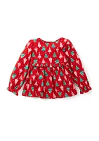 Girls 4-6x Tree Print Top