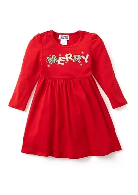 Girls 4-6x Merry Appliqué Dress