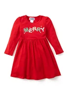 Girls 4-6x Merry Appliqué Dress