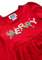 Girls 4-6x Merry Appliqué Dress