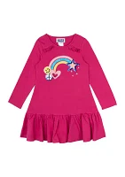 Girls 4-6x Long Sleeve Rainbow Appliqué Dress