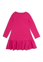 Girls 4-6x Long Sleeve Rainbow Appliqué Dress