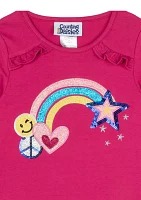 Girls 4-6x Long Sleeve Rainbow Appliqué Dress