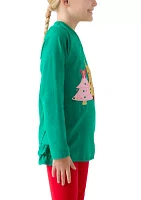 Girls 7-16 Stripe Tree Appliqué Top