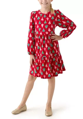 Girls 7-16 Tree Printed Dress