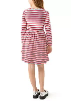 Girls 7-16 Long Sleeve Striped Dress